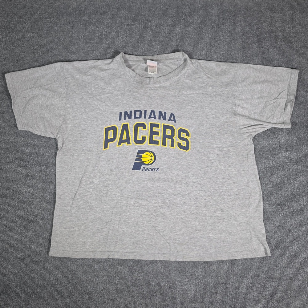 NBA Indiana Pacers Graphic T-Shirt Gray Mens 2XL Cotton Basketball Tee